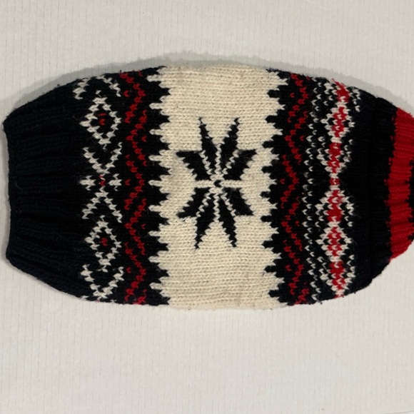 Chilly Dog 100% Wool Dog Sweater | Nordic Fair Isle Snowflake Knit | Red&Navy - Picture 2 of 4